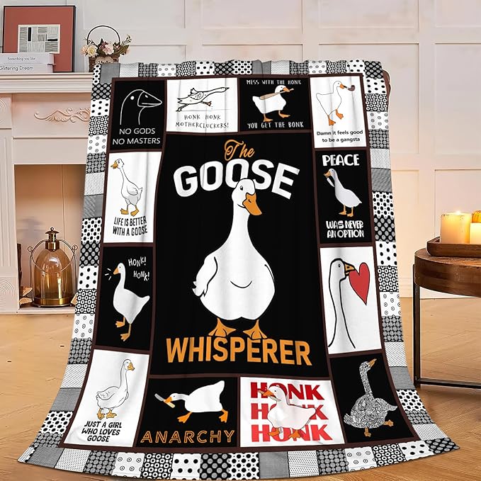 Funny Goose Blanket Soft Cozy Cute Goose Plush Throw Blanket Warm Lightweight Flannel Fuzzy Fleece Goose Stuff Animal Decor Blanket Gifts for Lovers Girls Boys Kids Adults Women Bed Travel 40"x50"