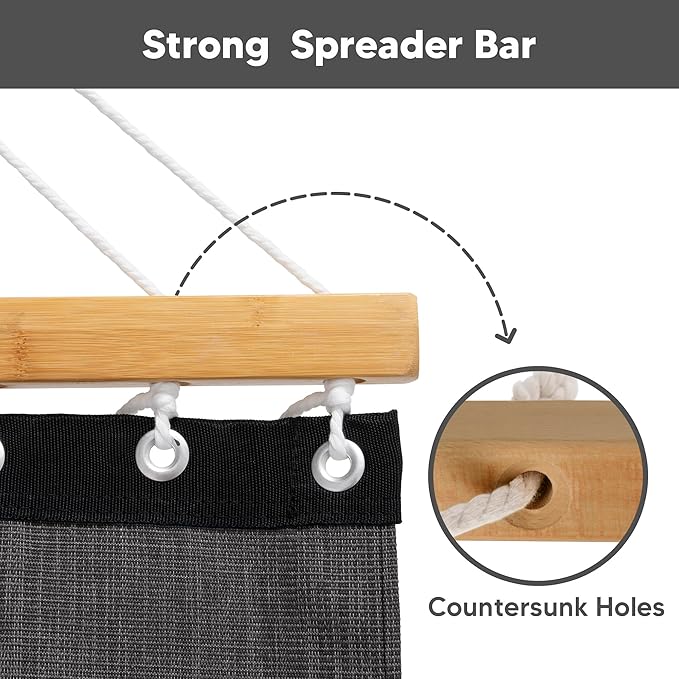 SUNCREAT Hammocks for Outside with Stand, Extra Large Double Hammocks 2 Person Heavy Duty, 450 lbs Capacity, Dark Gray