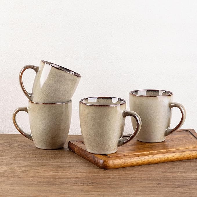 GBHOME Ceramic Coffee Mugs Set of 4, 12oz Stoneware Coffee Mugs Set For Dad Mom Women MEN, Light Weight Ceramic Coffee Cups for Latte/Tea/Beer/Hot Cocoa, Dishwasher & Microwave Safe