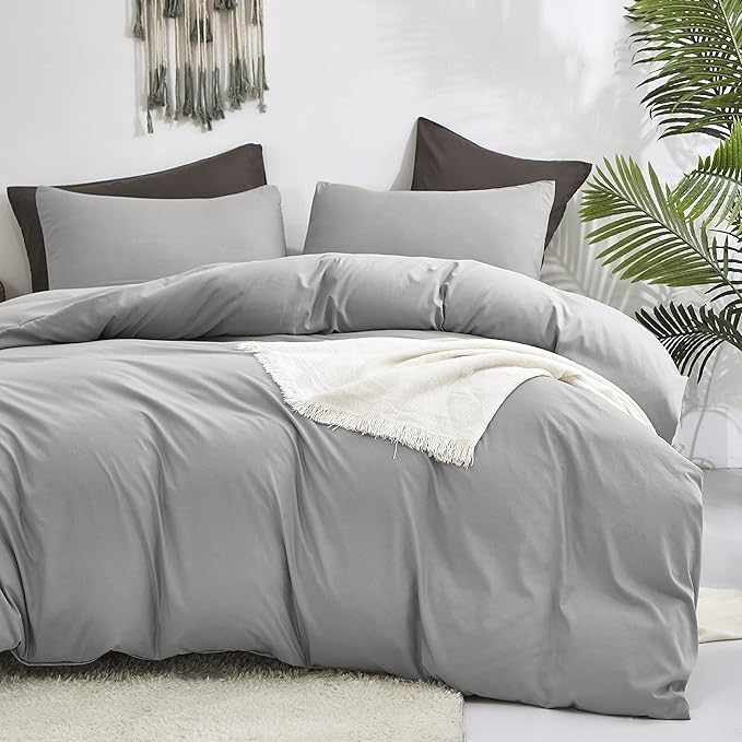 Cottonight Silver Grey Comforter Sets Full Light Gray Bedding Comforter Set Women Men Solid Pure Gray Blanket Quilts Fuzzy Breathable Light Grey Bedding Comforter Sets for Women Men