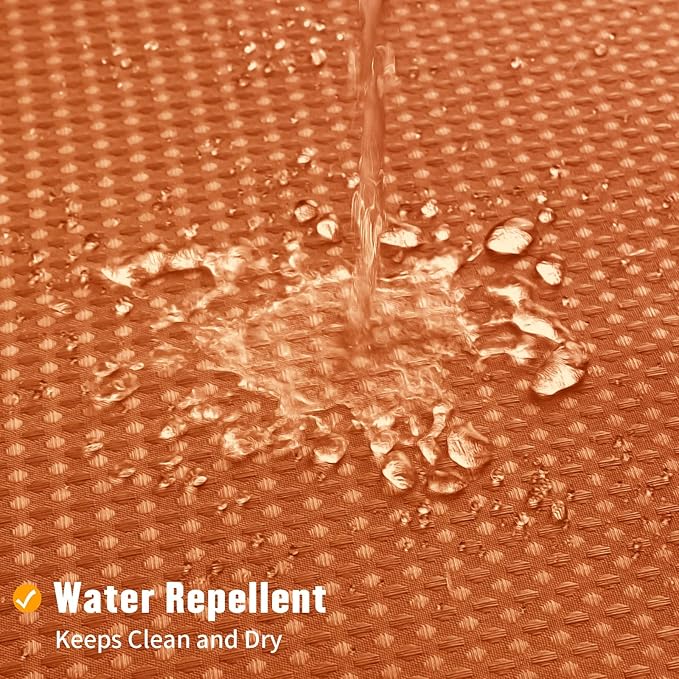 MitoVilla No Hooks Needed Orange Waffle Shower Curtain with Snap-in Liner, Modern Waffle Weave Heavy Duty Fabric Cloth Shower Curtain for Luxury Neutral Hotel Spa Bathroom Decor, 72 x 74, Burnt Orange