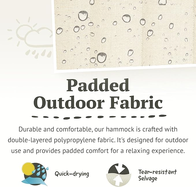 La Siesta® Alabama Hammock & CasaMount Suspension Kit for Walls Ceilings & Square Beams - Weatherproof 2 Person Outdoor Hammock - XL King, Vanilla