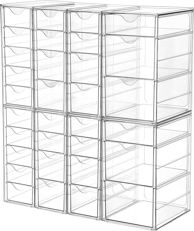 Vtopmart Acrylic Organizer with 32 Drawers, Desk Organizers and Accessories, Clear Makeup Organization, Dustproof Storage Drawers for Office Art Craft Supplies