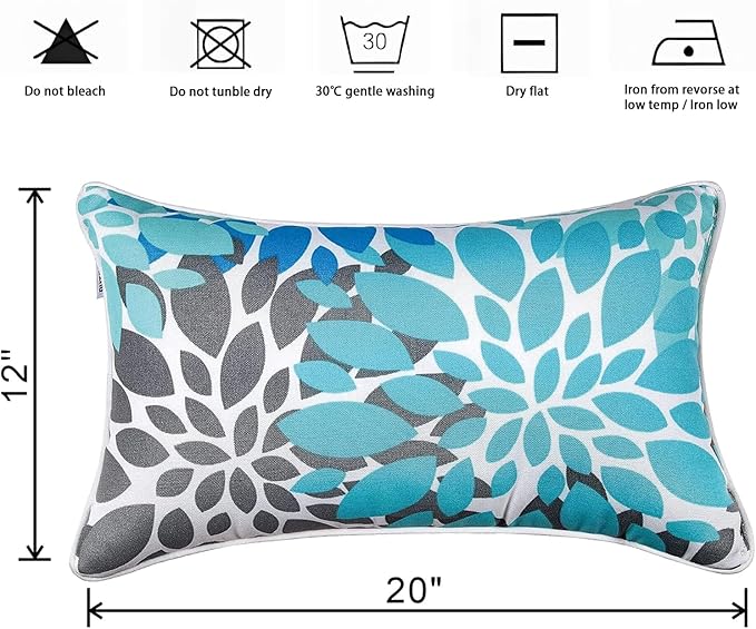 Outdoor Lumbar Pillows - Decorative Pillows with Insert Included Set of 2 Outdoor Pillows for Patio Furniture 12x20 Inch