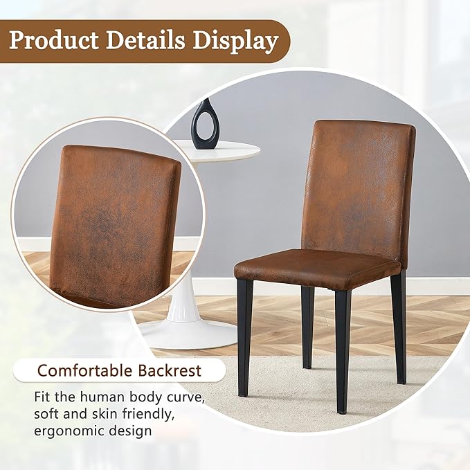 Glass Dining Table Set for 6, 63” Kitchen Table Set for 6, Modern Dining Room Table Set with Upholstered Chairs, Tempered Glass Tabletop with Y Shape Base