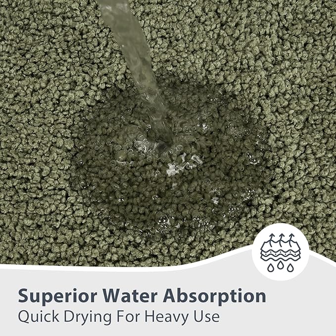 Bathroom Rugs 24" x 60", Non-Slip Extra Soft Absorbent Bath Rugs, Machine Washable Quick Dry Bath Mats for Bathroom Floor, Shower, Bathtub and Sink, Budding Green & Sage Green