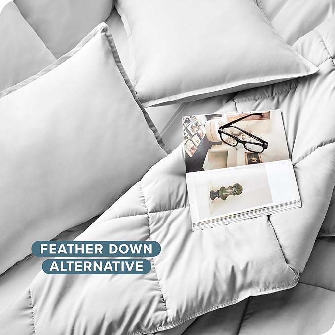 Bare Home Comforter Set - Queen Size - Ultra-Soft - Goose Down Alternative - Premium 1800 Series - All Season Warmth (Queen, Cloud Grey)