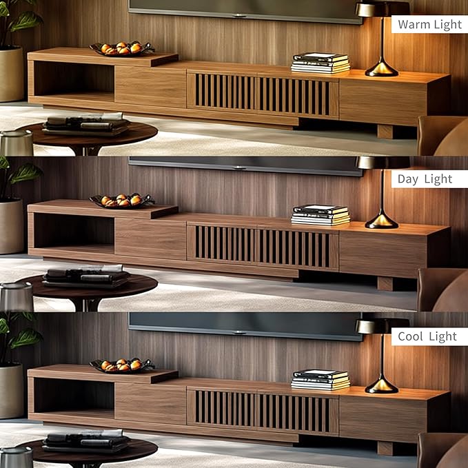 Adjustable Length 78"-103" TV Stand with 2 Doors and 2 Drawers, Entertainment Center with Storage for Living Room Bedroom, Mid Century Modern TV Console, Media Console, Television Stand, Walnut