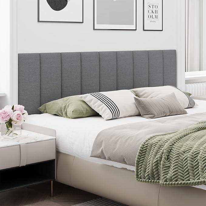 Upholstered Headboard for Full Twin Size Bed, Wall Mounted & Peel and Stick Headboard, Soundproof DIY Wall Panels, Fabric Tufted Head board in Modern Design for Bedroom (6 Panels, Each 23.62"x9.84"）