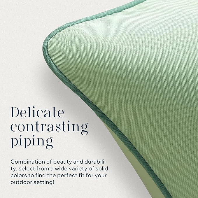 Phantoscope Pack of 2 Outdoor Waterproof Throw Pillow Covers with Contrast Piping, Decorative Square Cushion Case Patio Pillows for Couch Tent Sunbrella, Sage Green 18x18 inches