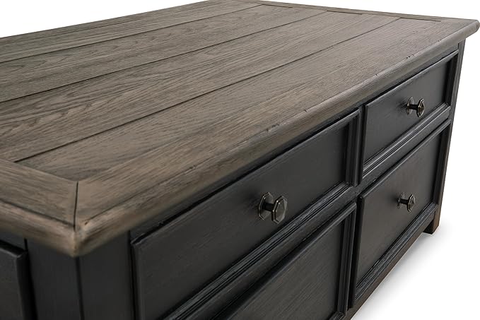 Signature Design by Ashley Tyler Creek Rustic Farmhouse Lift Top Coffee Table with Drawers, Brown & Black