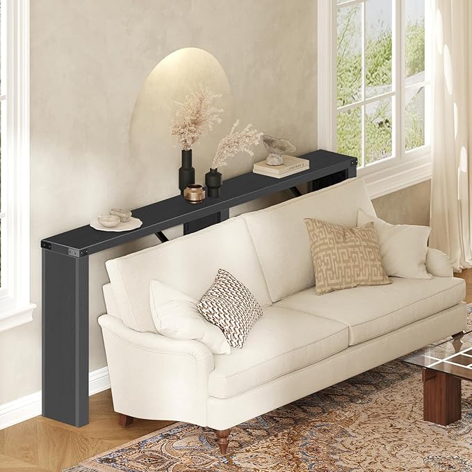 Console Table, 70.8" Long Behind Couch Sofa Table, Entryway Table, Farmhouse Console Table for Narrow Spaces, Hallway, Living Room, Black CT31BB