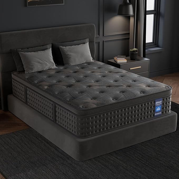 Queen Mattress,14 Inch Hybrid Queen with Memory Foam & Pocket Spring,Superior Hybrid Mattress with Gel Memory Foam or Back & Lumbar Support,100 Night Trial,Soft and Breathable.