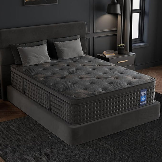 Queen Mattress,12 Inch Queen Size Hybrid Mattresses with Memory Foam and Individual Pocket Spring for Motion Isolation,Pressure Relief,CertiPUR-US.
