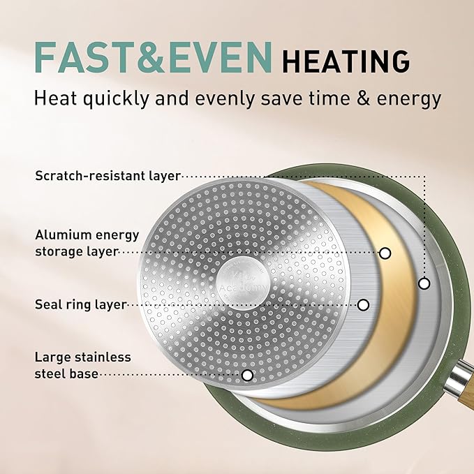 MAISON ARTS Pots and Pans Set Non Stick, 30 Piece Kitchen Cookware & Bakeware Sets with Granite Coating, Pots and Pans Sets for Cooking Nonstick, Green