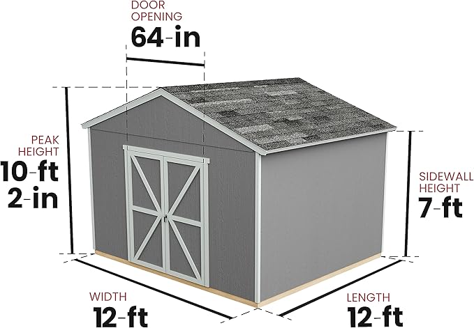 Handy Home Products Astoria 12x12 Do-It-Yourself Wooden Storage Shed- Does not Include Floor kit, Paint, or Roofing Shingles