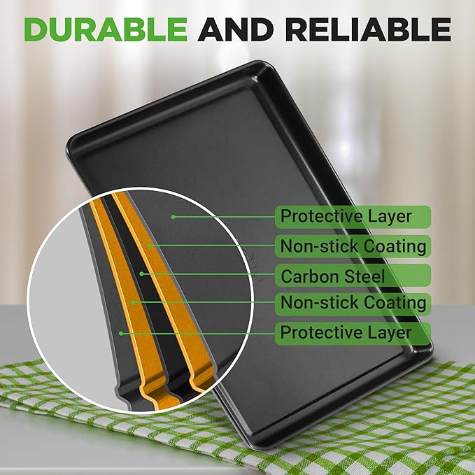 NutriChef 8-Piece Nonstick Stackable Bakeware Set – Non Toxic Carbon Steel Baking Trays W/Cookies Sheet Muffin, Loaf, Cake, Round & Square Pan – Easy To clean & Easy to Release, Oven Safe – Gray