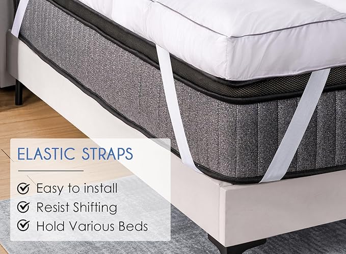 Marine Moon California King Mattress Topper, Extra Thick Bed Topper, Cooling Plush Pillow Top Mattress Toppers Soft Down Alternative Pad, Hotel Quality Pillow Topper, Cal King