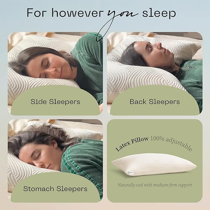 Coop Home Goods Adjustable Latex Pillow King, with Talalay Latex & Microfiber Fill, Best Pillows for Sleeping, Naturally Cooling, Eco-Friendly, Medium Firm Pillow for Back, Stomach or Side Sleepers