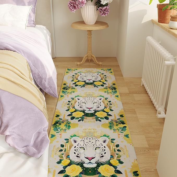 Runners for Kitchen Runner Rug Non Slip 2'x10' Long Washable Rugs with Rubber Backing Soft Retro Lavish Leopard Animal Carpet Runner for Kitchen, Laundry, Bedroom, Bathroom