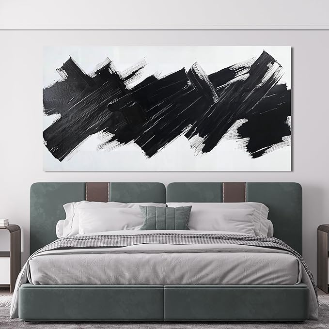 Abstract Wall Art Decor Modern Large Wall Art For Living Room Black Canvas Wall Art Large Artwork for Walls Abstract Canvas Art Canvas Print Art Work For Home Kitchen Office Wall Decor 29" X 58"