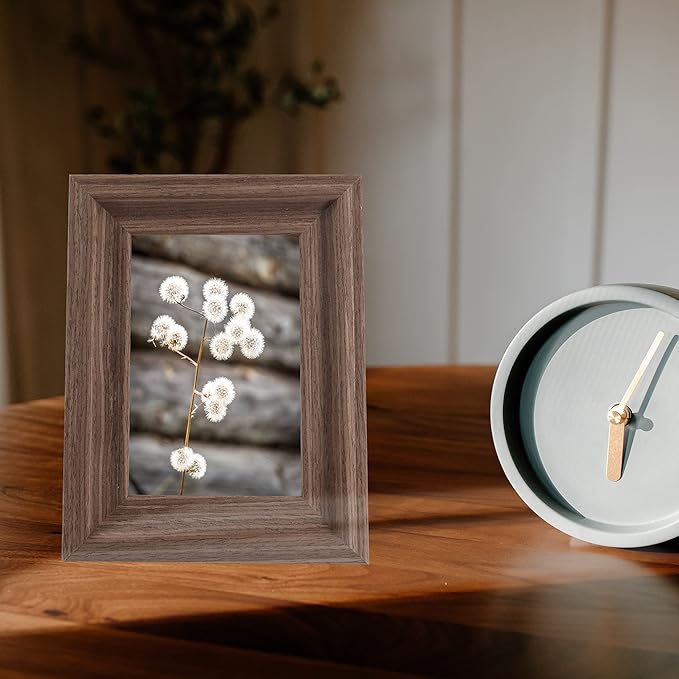 GraduationMall 4x6 Wooden Picture Frames,Real Glass,Wall or Tabletop Display Photo Frames,Brown Set of 2