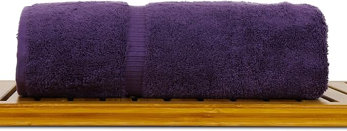 Luxury Hotel & Spa Collection Highly Absorbent, Quick Dry 100% Turkish Cotton 700 GSM, Eco Friendly Towel, for Bathroom Dobby Border Soft Bath Towel Set 27 X 54 (Plum, Bath Towels - Set of 2)