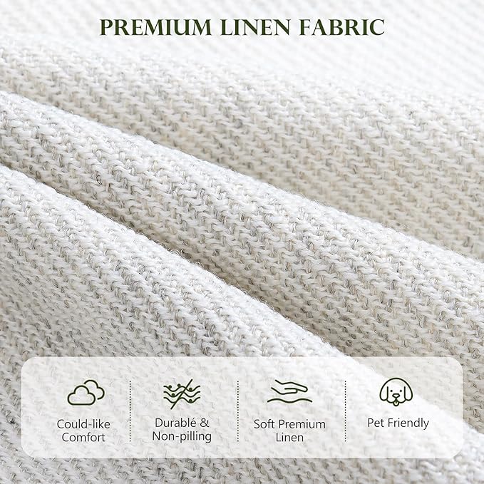 ELUCHANG 47" Oversized Accent Chair, Linen Fabric Modern Lounge Chair with Deep Seat, Washable Cover, Comfy Upholstered Large Sofa Armchair Reading Chair for Living Room, Bedroom, Office, Ivory