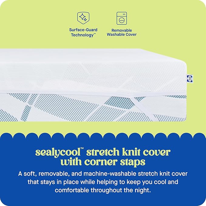 Sealy Dreamlife 3” Gel Memory Foam Full Mattress Topper with Cooling Cover, SealyComfort Gel Foam, SealyCool Stretch Knit Cover with Corner Straps