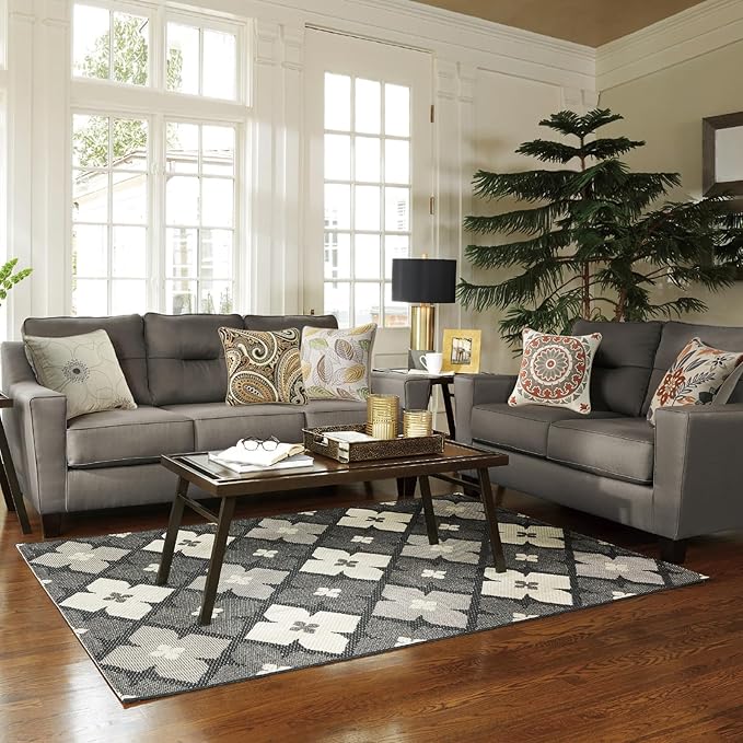 Outdoor Sunbrella Decorative Pillows Pack of 4, 18" x 18" Outdoor Pillow Set for Couch Bed Throw Patio Sofa, Royce Walnut