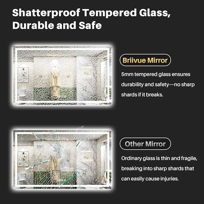 68"x40" LED Bathroom Mirror with Lights, Backlit & Front Lit, Anti-Fog Lighted Bathroom Vanity Mirror for Wall, Memory Function, Dimmable, HD Tempered Glass, Shatter-Proof