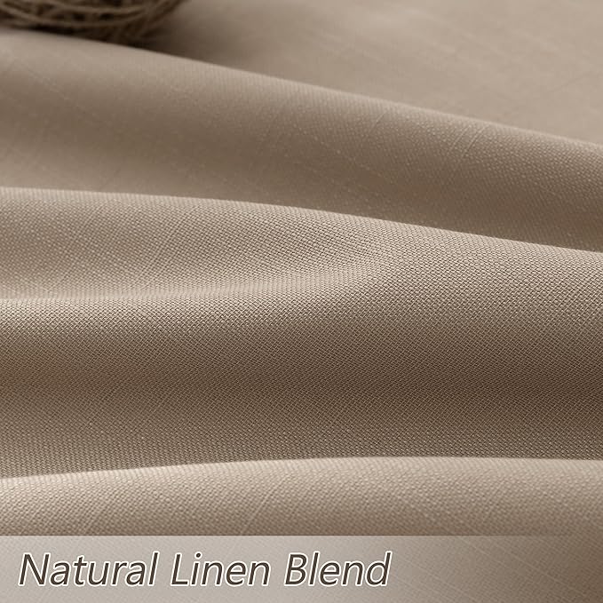 Guken Tan Blackout Curtains 90 Inch Length 2 Panels Set for Living Room Bedroom Back Tab Thermal Insulated 100% Black Out Linen Drapes Room Darkening Window Curtains 90 Inches Long