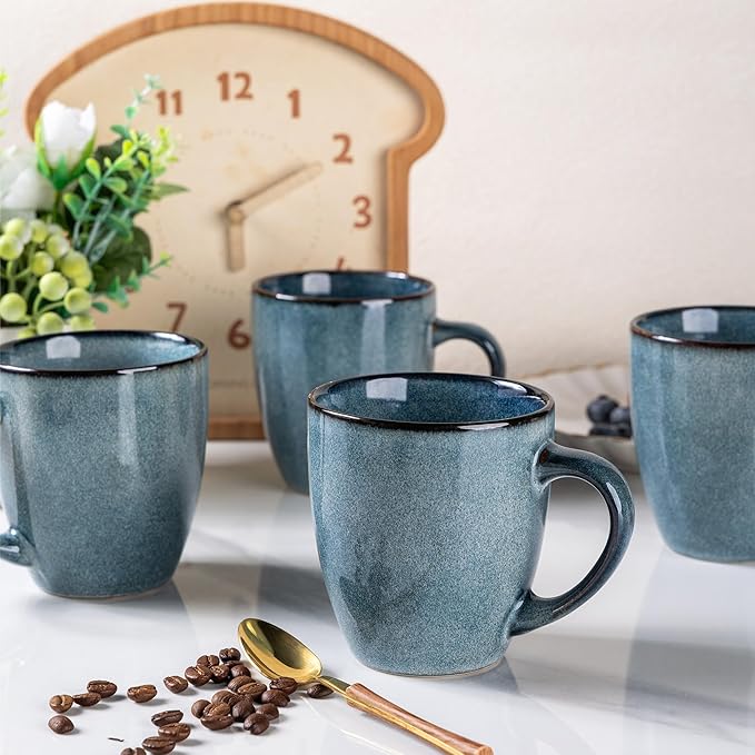 GBHOME Ceramic Coffee Mugs Set of 6, 12oz Stoneware Coffee Mugs Set For Dad Mom Women MEN, Light Weight Coffee Cups for Latte/Tea/Beer/Hot Cocoa, Dishwasher & Microwave Safe