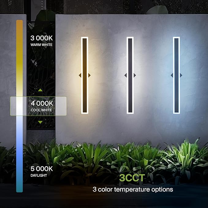 ASD LED 36" Long Wall Mount Light Fixture, Outdoor & Indoor Linear Sconce | 3CCT, Dimmable, Waterproof, Anti-Rust, ETL Listed | 30W 2500LM 3000-5000K 100-277V | Exterior Porch Lighting | Black, 2 Pack