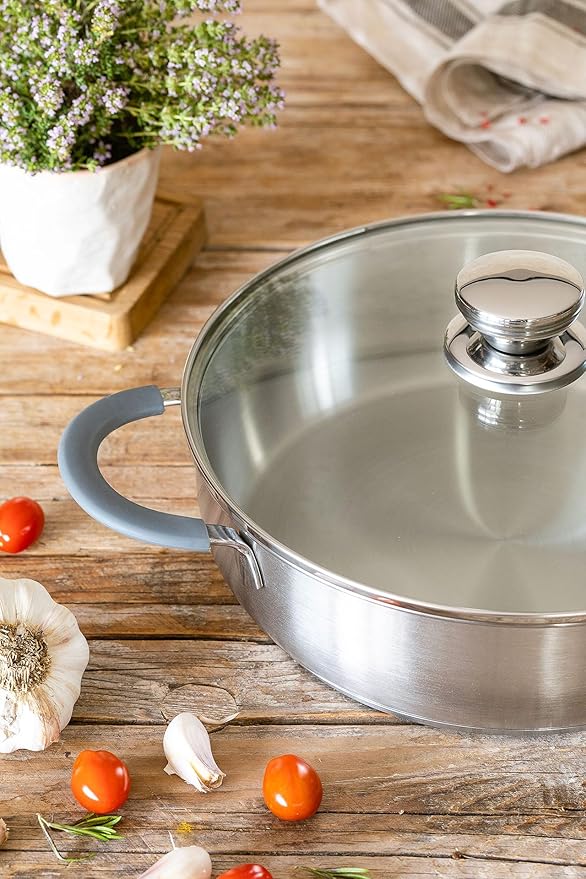 BRA COOKWARE Master 9 Piece Cookware Set | Stainless Steel Professional Kitchenware Set | 2 Pots, 1 Sauté Pan, 3 Frying Pans, 3 Lids | All Stovetop Compatible | PFAS Free | w/o Non-Stick