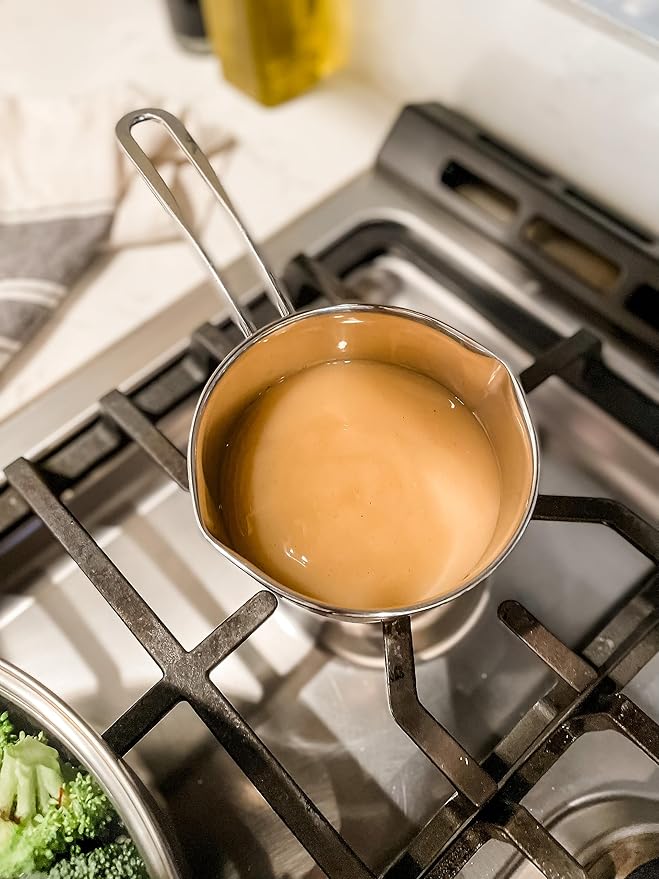 Stainless Steel Saucepan with Clad Bottom, 8-Ounce,Silver