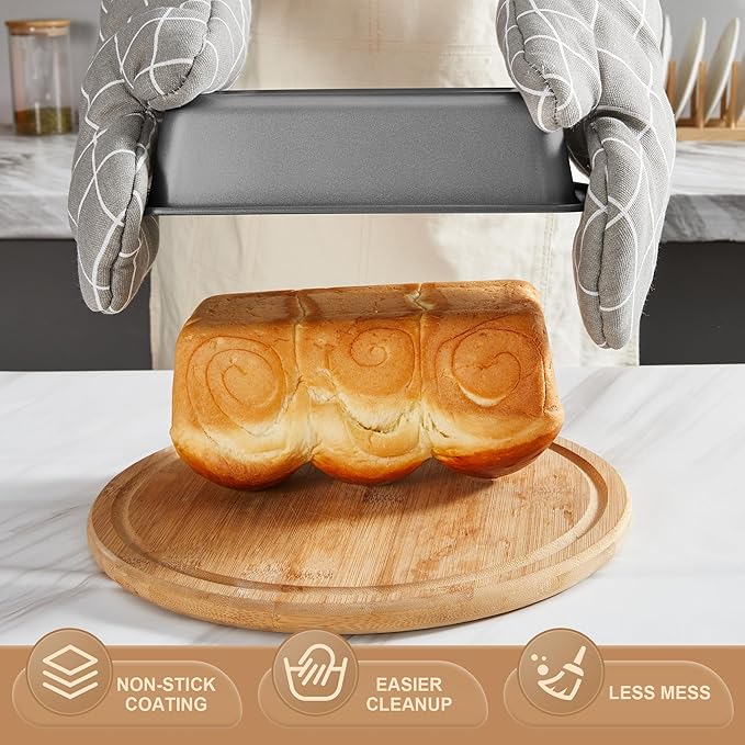 HONGBAKE Bakeware Sets, Baking Pans Set with Kitchen Utensils, Nonstick Oven Pan with Wider Grips, 17 Pieces Including Rack, Cookie Sheet, Cake, Loaf, Muffin, Pizza Pan