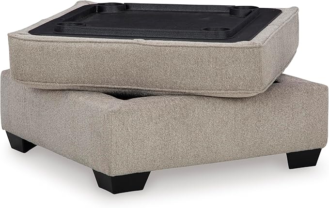 Signature Design by Ashley Claireah Casual Square Storage Ottoman with Removable Lid, Light Brown