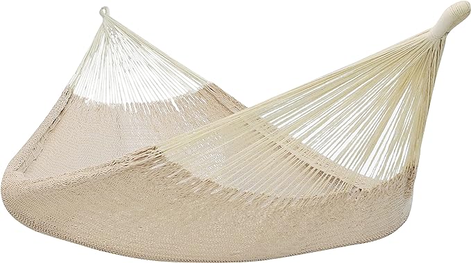 Sunnydaze Handwoven XXL Thick Cord Mayan Double Hammock for Outside - 625-Pound Capacity Heavy-Duty Outdoor Hammock - Natural