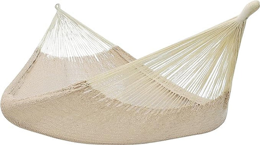 Sunnydaze Handwoven XXL Thick Cord Mayan Double Hammock for Outside - 625-Pound Capacity Heavy-Duty Outdoor Hammock - Natural