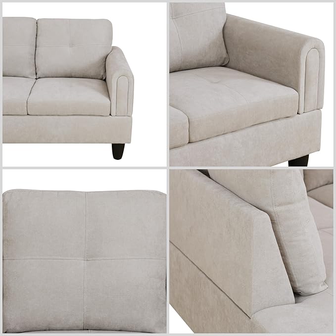 L Shaped Couch, Modular Sectional Sofa with Chaise, Modern Modular Sofas Furniture Sofa Couches for Living Room/Apartment/Office/Bedroom, Light Grey