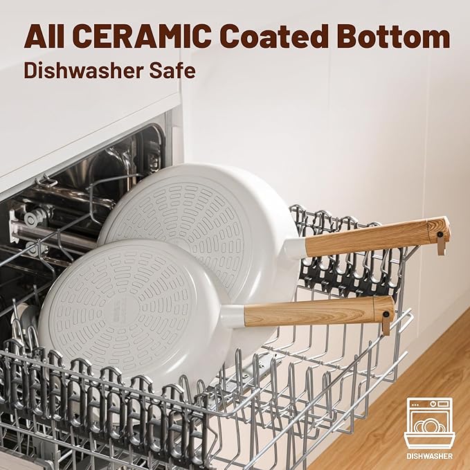 SENSARTE Ceramic Nonstick Cookware Set, Non-toxic Healthy Pots and Pans Set Ceramic Coated Kithchen Cooking Set, Free of Intentionally Added PFAS/PTFE, Dishwasher&Oven Safe Induction Compatible, 13pcs