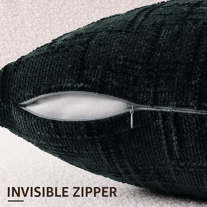 decorUhome Black Chenille Throw Pillow Covers 16x16 Set of 2 Thick Textured Slubby Couch Pillow Covers Farmhouse Accent Modern Neutral Decorative Pillow Cases for Bed Sofa Living Room