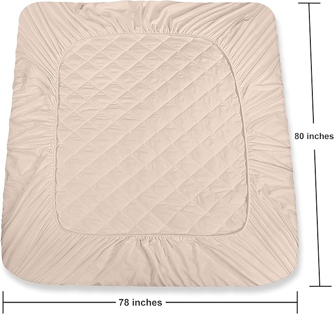 Utopia Bedding Quilted Fitted Mattress Pad, King Size, Elastic Fitted Mattress Topper Protector and Cover Stretches up to 16 Inches Deep, Machine Washable (Beige)