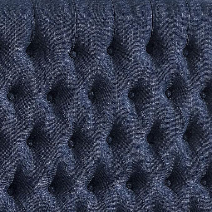 24KF Upholstered Tufted Button Linen Fabric Headboard,Comfortable Fashional Headboard King/CA King Size,Navy Blue