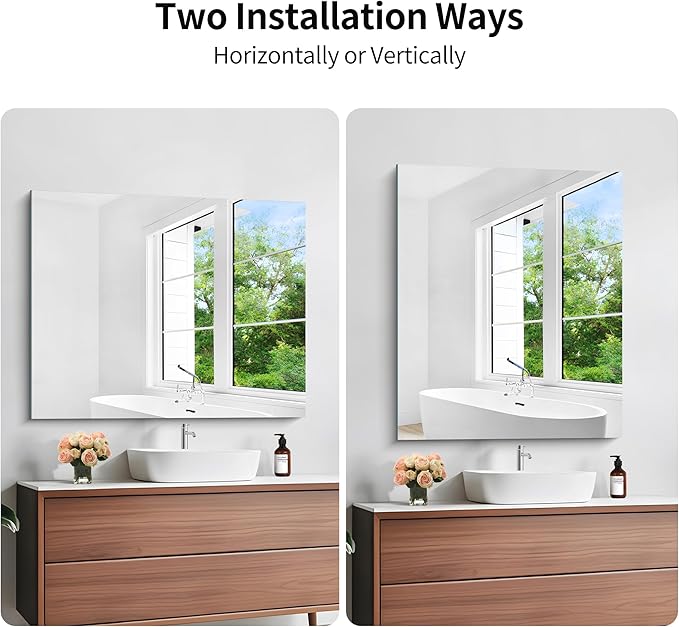 KOCUUY Frameless Bathroom Mirror, 30"x36" Frameless Mirror for Bathroom Sink, Unframed Mirrors for Wall Upgraded Shatterproof Design, Modern Decorative for Bedroom, Living Room, Entryway