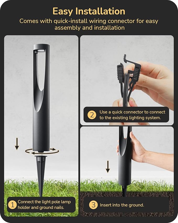 EDISHINE Low Voltage Landscape Lights, 12V 2W 150LM 3000K LED Landscape Path Lights with Connectors, Waterproof Electric Outdoor Landscape Lighting for Walkway Yard Garden, CRI80 12 Pack