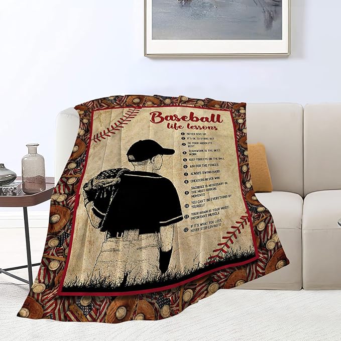 Baseball Blanket Baseball Decor Gifts Throw Blankets Cozy Fleece Flannel Blanket Soft Warm Plush Lightweight Blanket Baseball Gift for Boys Teens Kids for Couch Sofa Bed 50"X60"
