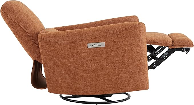 CHITA Power Recliner Chair Swivel Glider, FSC Certified Fabric Living Room Nursery Reclining Sofa Chair with Lumbar Support,Terracotta