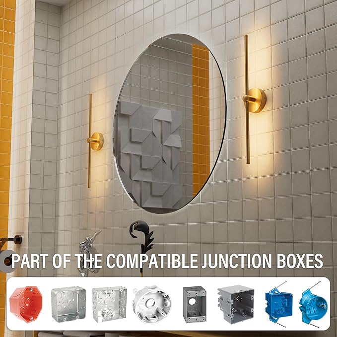 ZAGO 24 Inch LED Indoor Linear Wall Sconces Set of Two, 3CCT Switchable, Brushed Golden, Hardwired and Wall Mounted, Dimmable for Living Room, Hallway, Bedroom, 120-277V, 14W, 900LM, ETL Certified